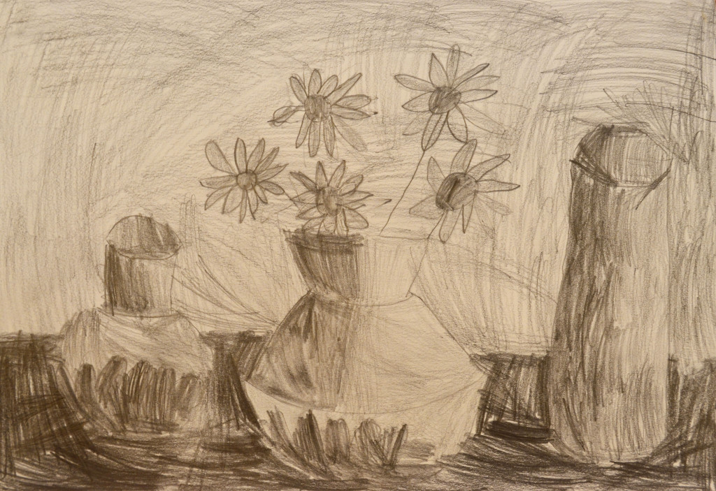Vaza cu flori (in creion)